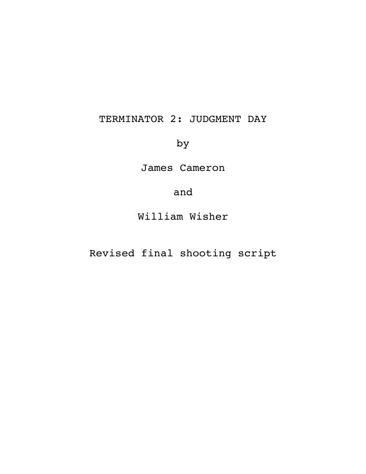 Terminator 2: Judgment Day screenplay first page