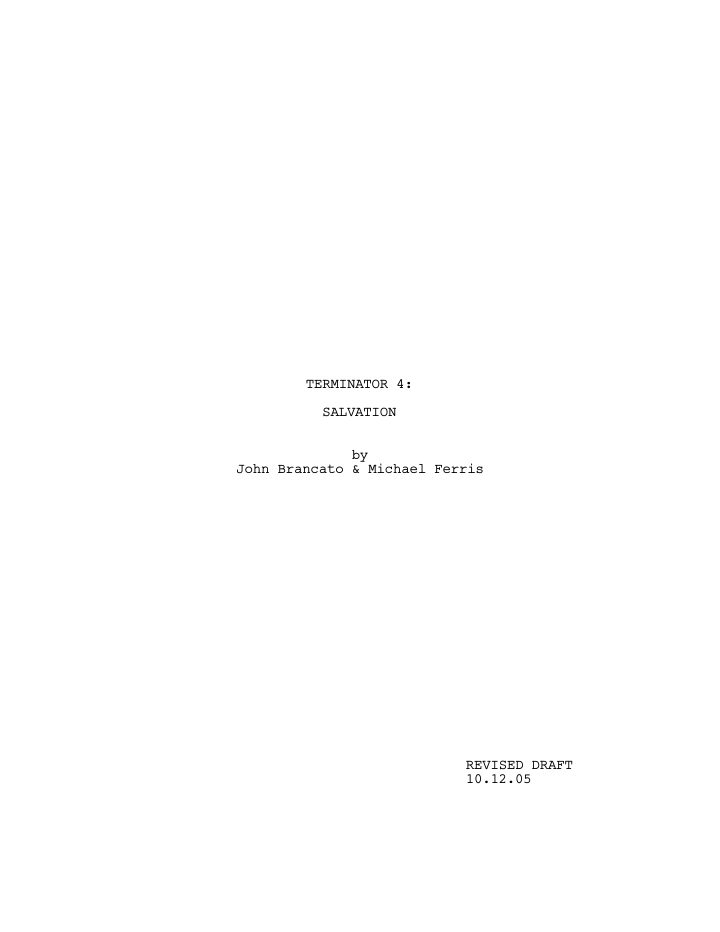 Terminator Salvation screenplay first page