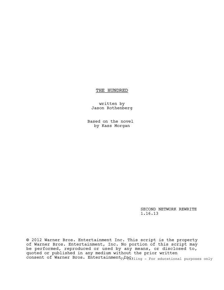 The 100: 101: Pilot screenplay first page