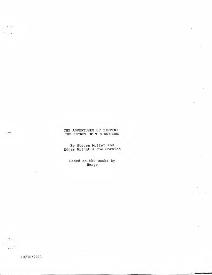 The Adventures of TinTin screenplay first page
