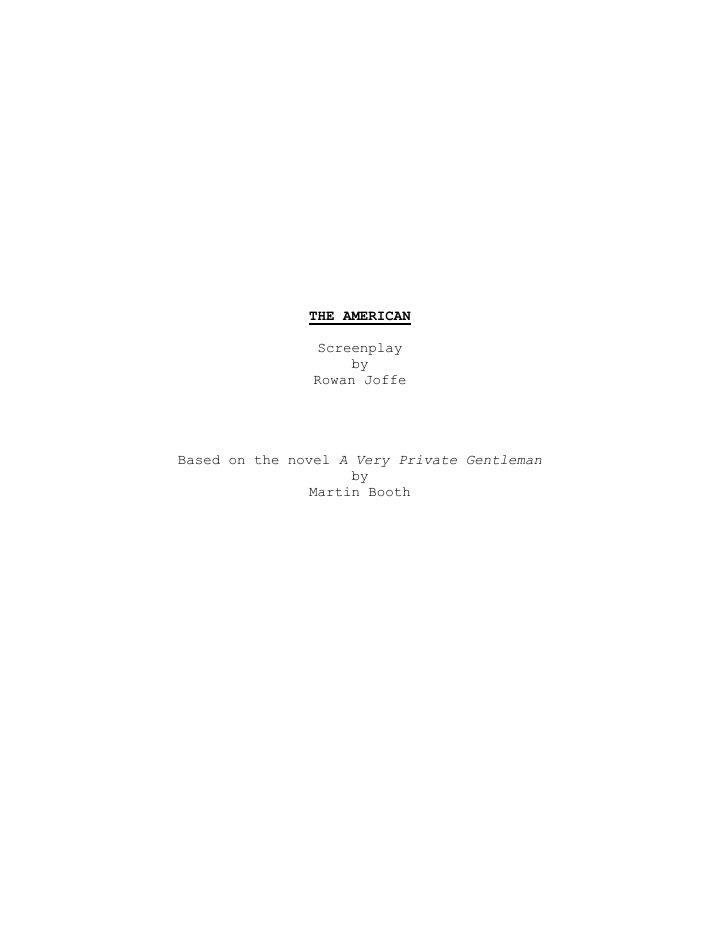 The American screenplay first page
