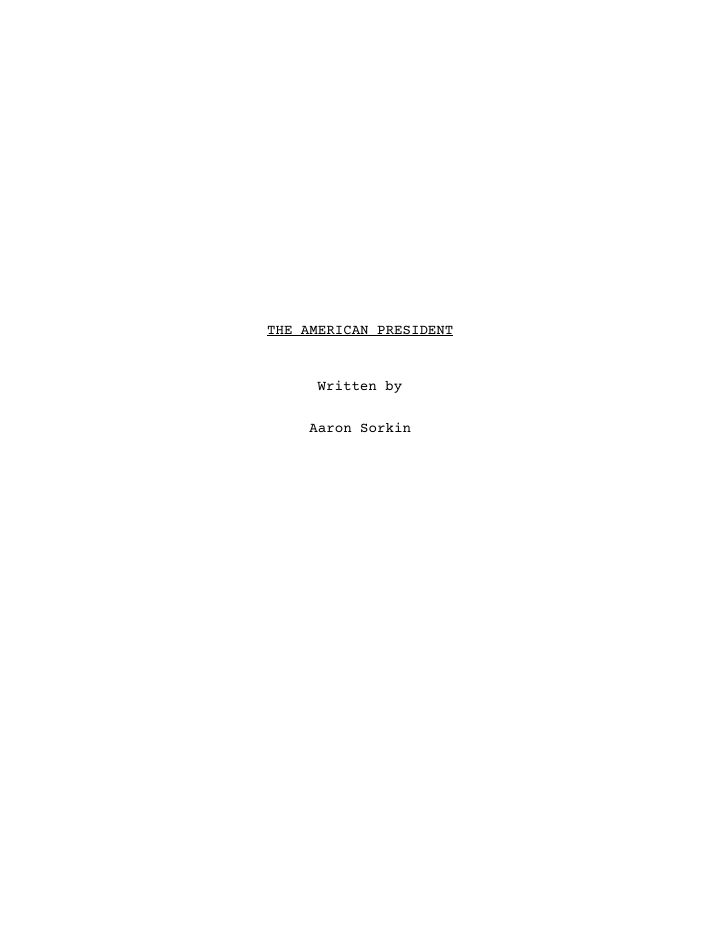 The American President screenplay first page