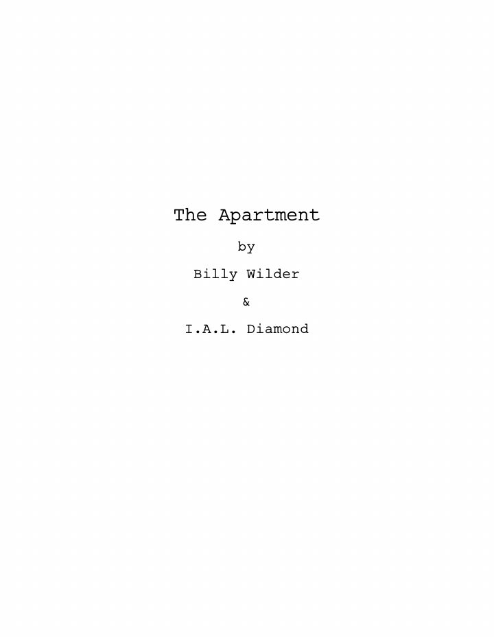 The Apartment screenplay first page