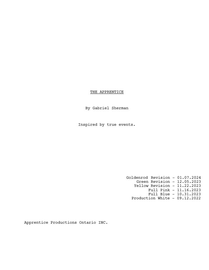 The Apprentice screenplay first page