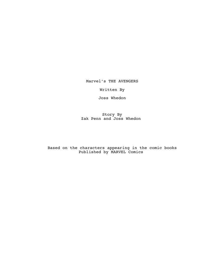 The Avengers screenplay first page