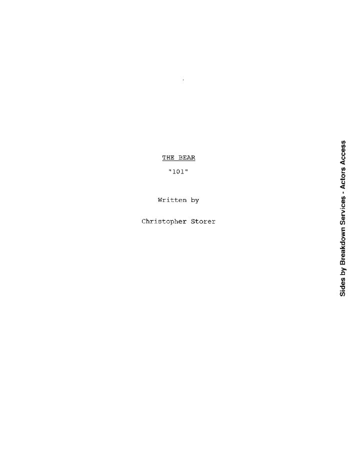 The Bear: 101: System screenplay first page
