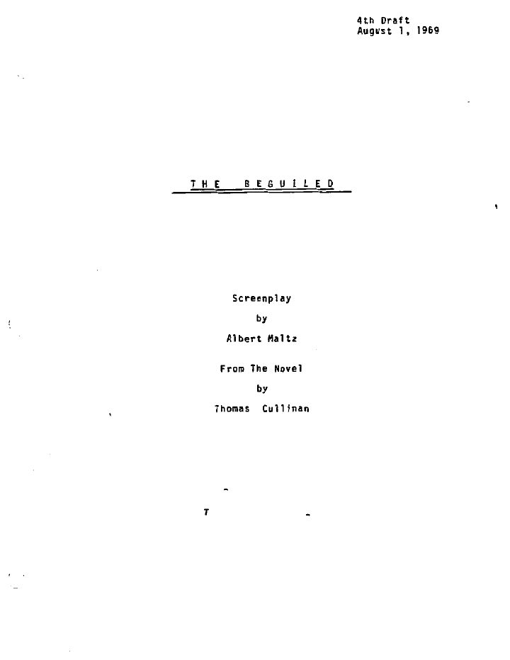 The Beguiled screenplay first page