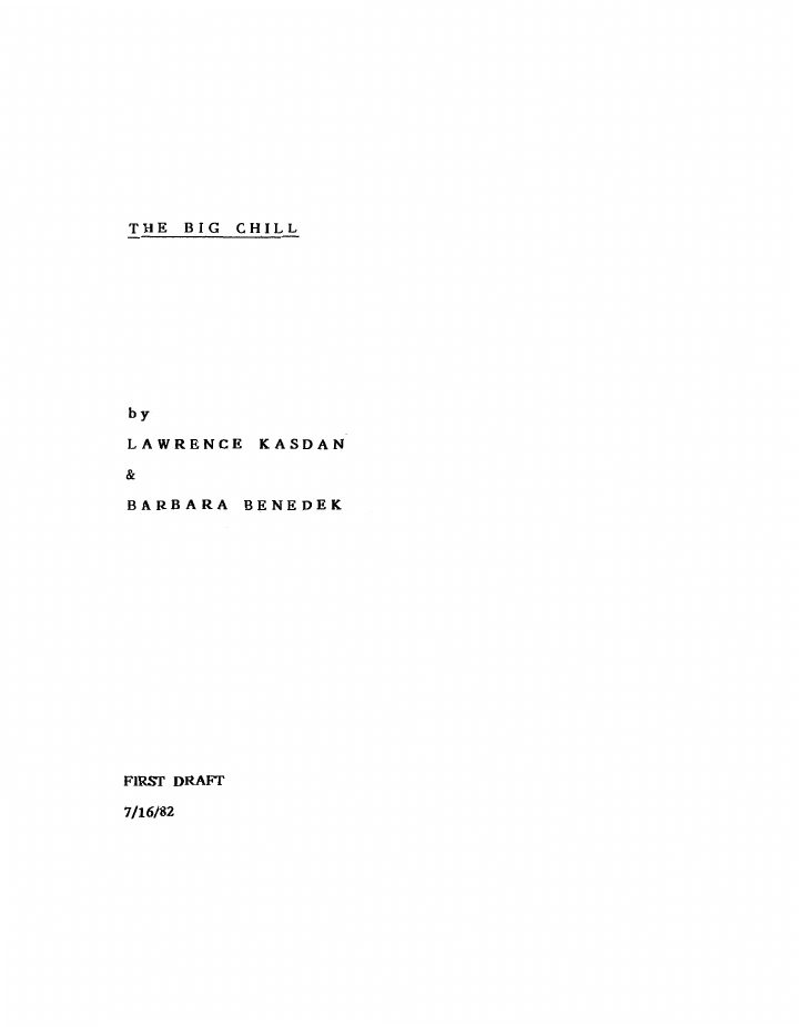 The Big Chill screenplay first page