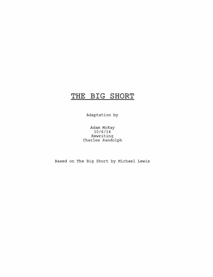 The Big Short (2015) screenplay PDF first page