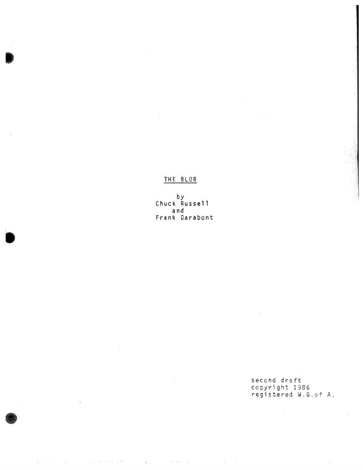The Blob screenplay first page