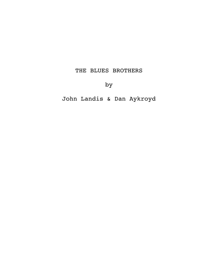 The Blues Brothers screenplay first page