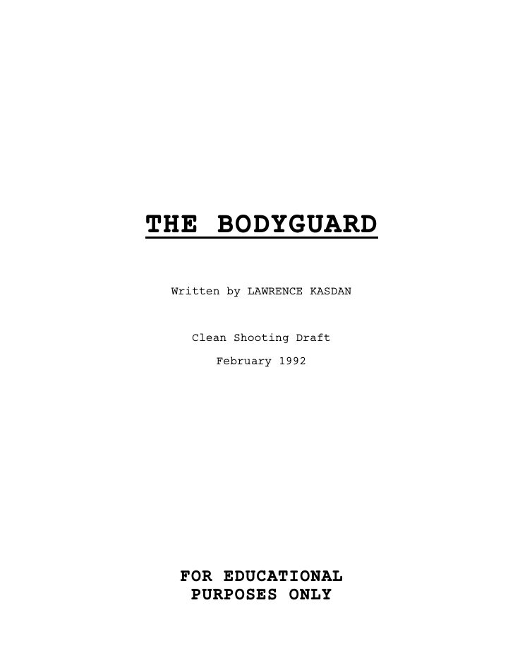 The Bodyguard screenplay first page