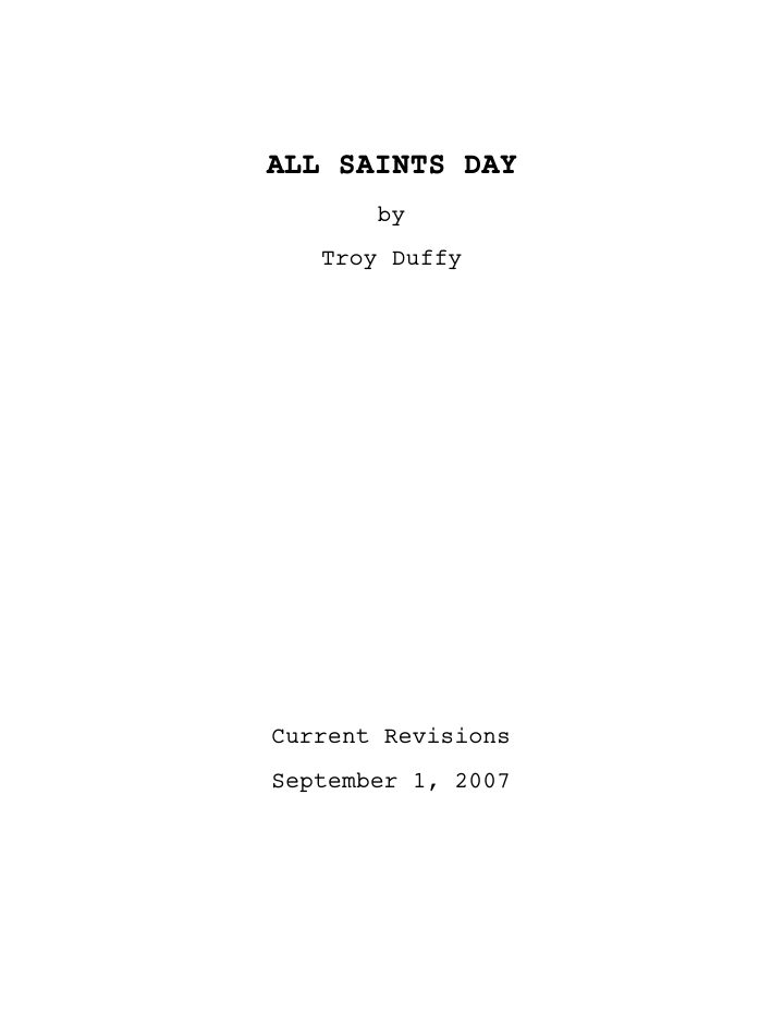 The Boondock Saints II: All Saints Day screenplay first page