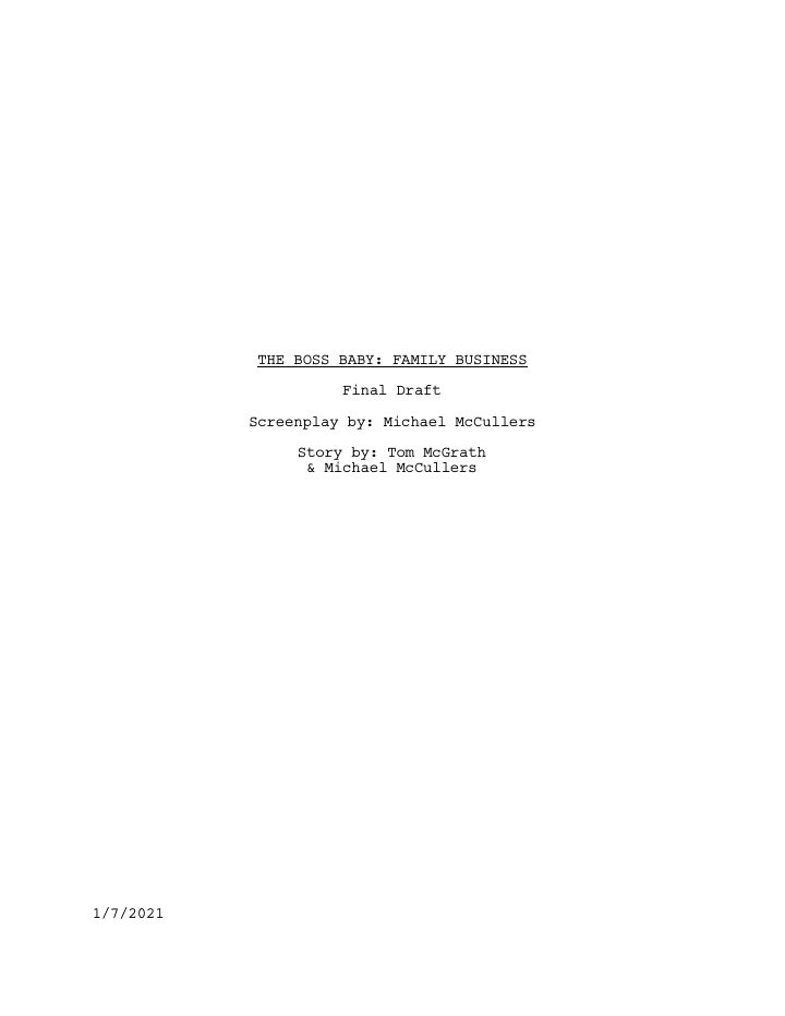 The Boss Baby Family Business screenplay first page
