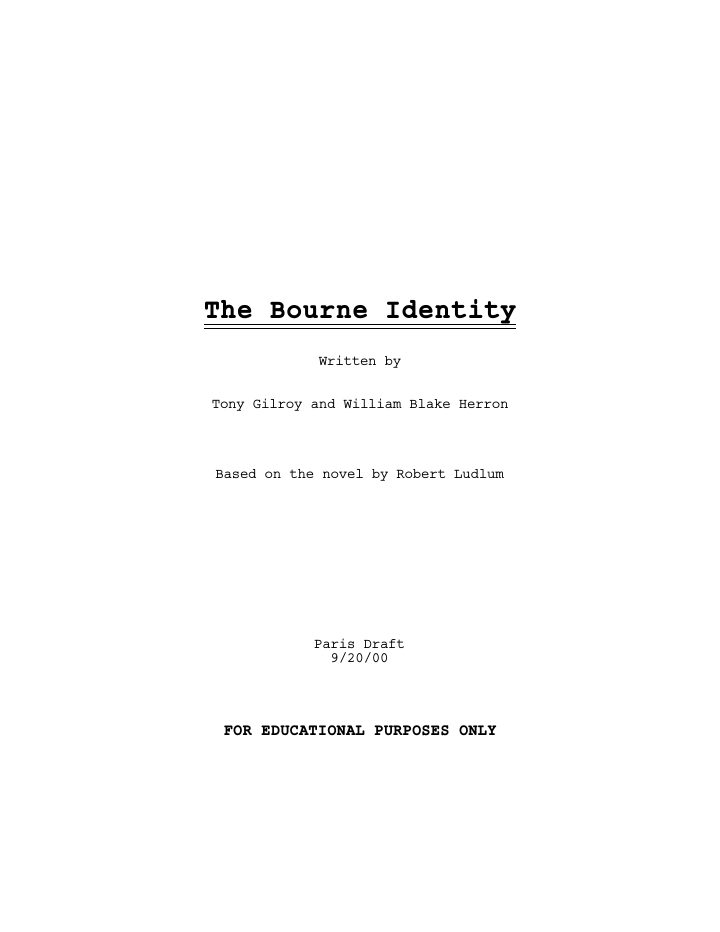 The Bourne Identity screenplay first page