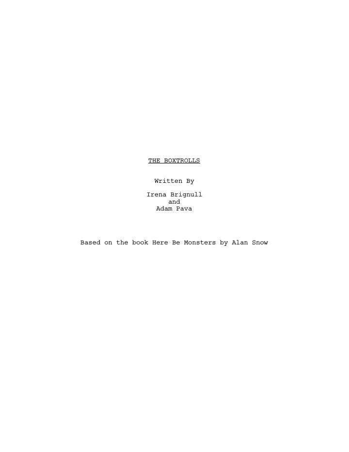 The Boxtrolls screenplay first page