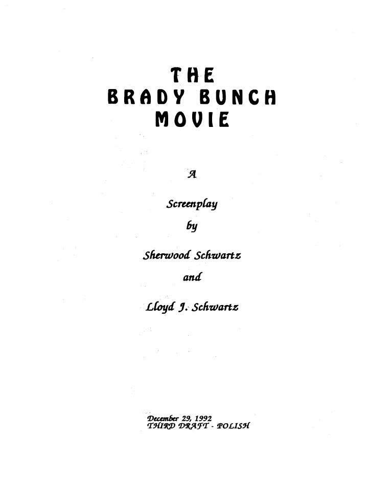 The Brady Bunch Movie screenplay first page