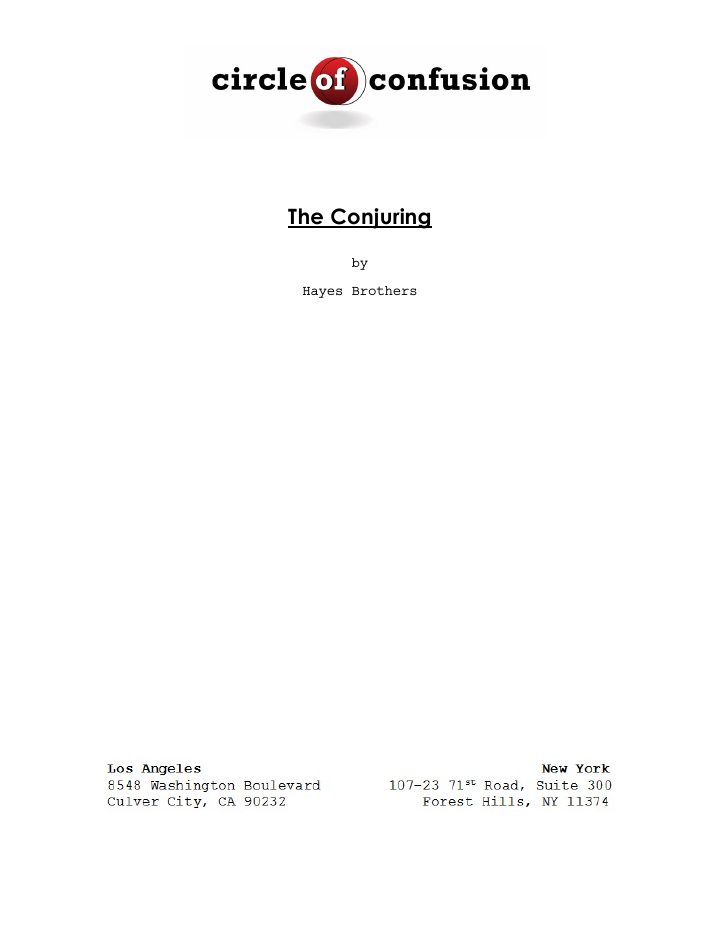 The Conjuring screenplay first page