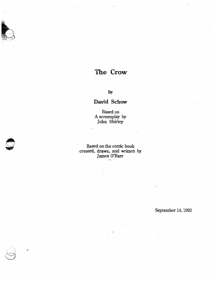 The Crow screenplay first page