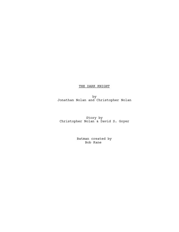 The Dark Knight screenplay first page