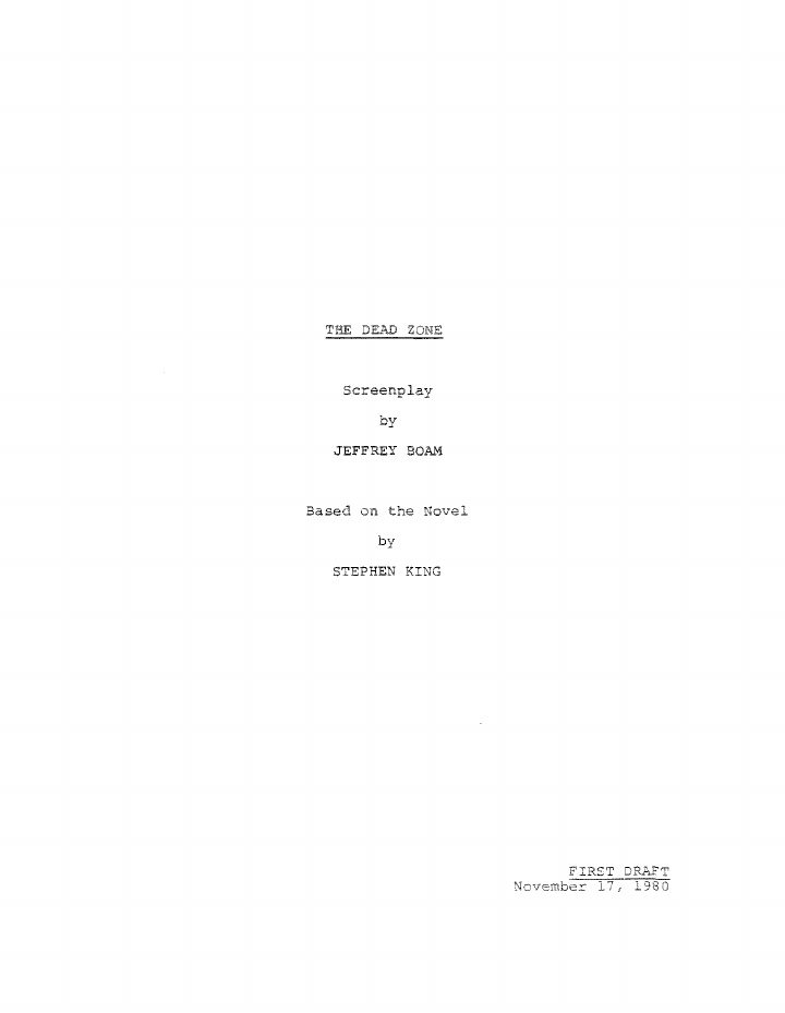 The Dead Zone screenplay first page