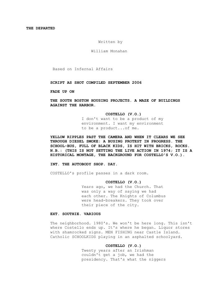 The Departed (2006) screenplay PDF first page