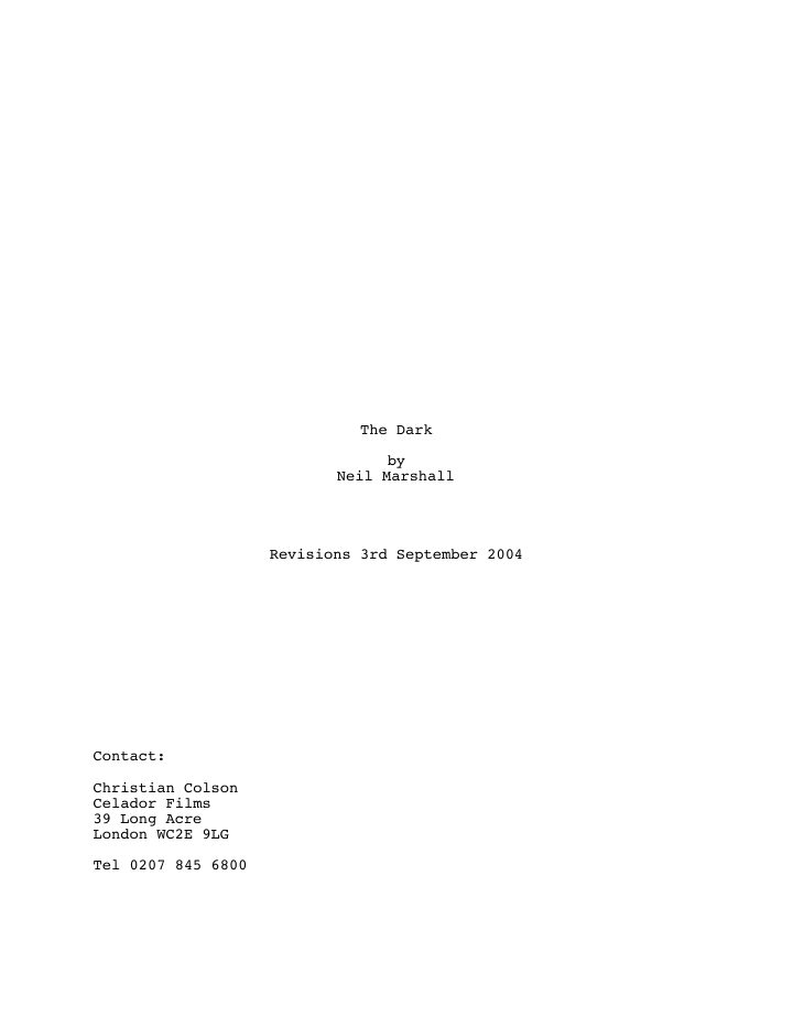 The Descent screenplay first page