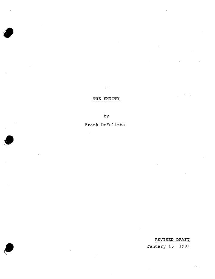 The Entity screenplay first page
