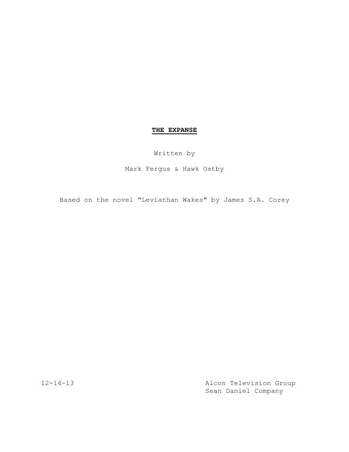 The Expanse: 101: Dulcinea screenplay first page