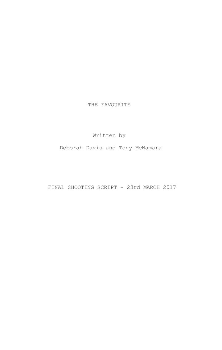The Favourite screenplay first page