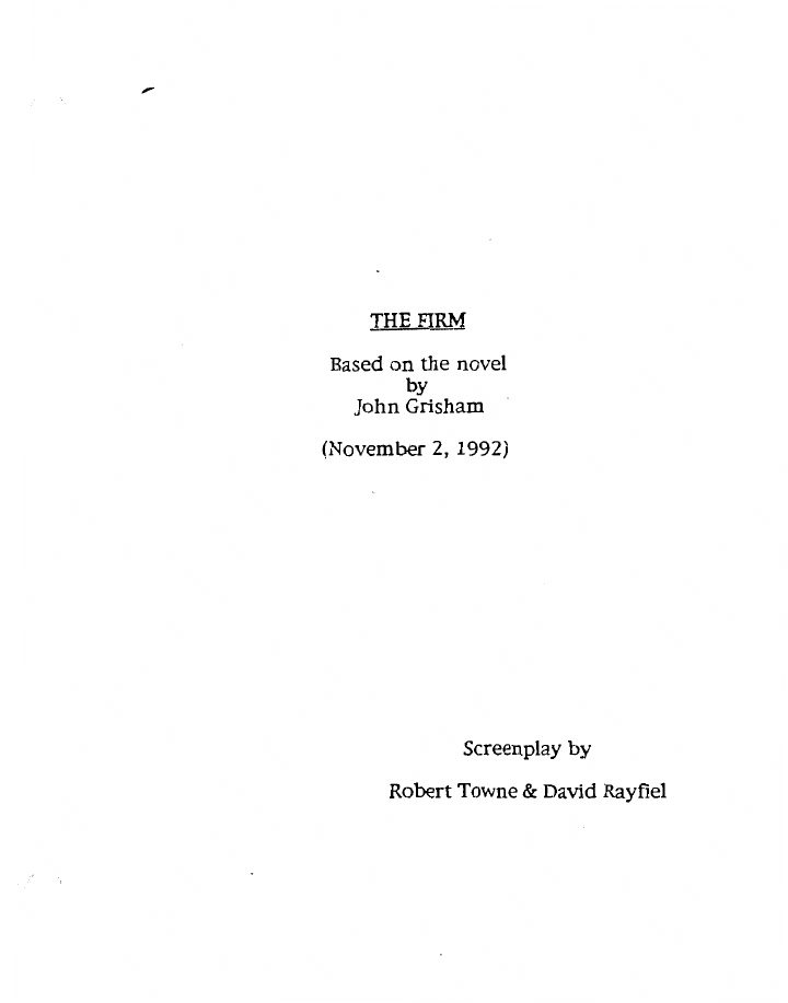 The Firm screenplay first page