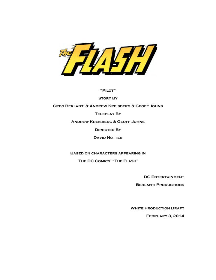 The Flash: 101: Pilot screenplay first page