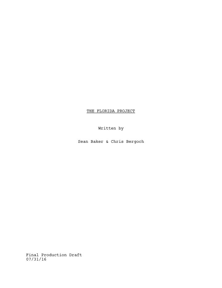 The Florida Project screenplay first page