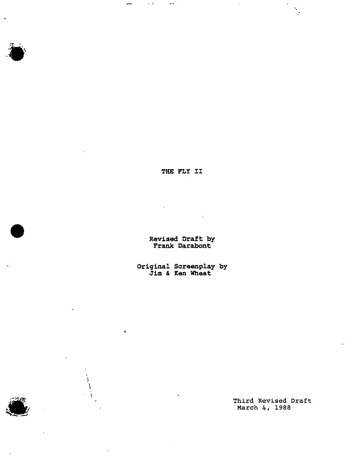 The Fly II screenplay first page
