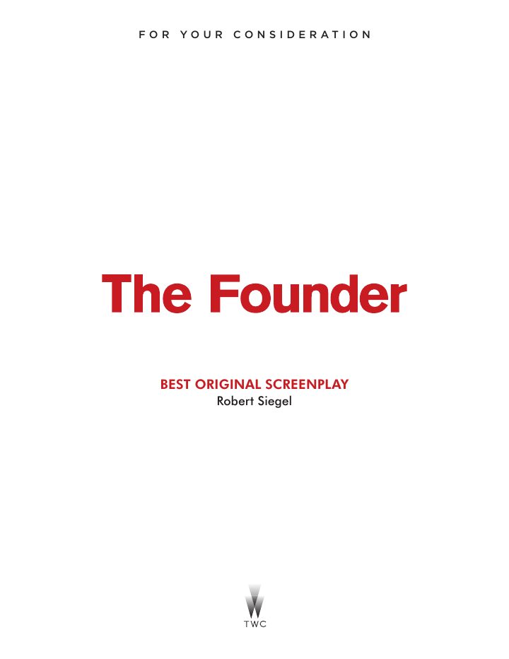 The Founder screenplay first page
