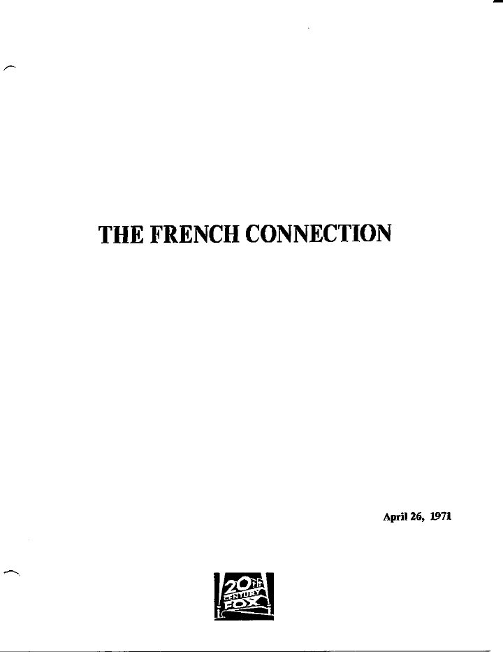 The French Connection screenplay first page