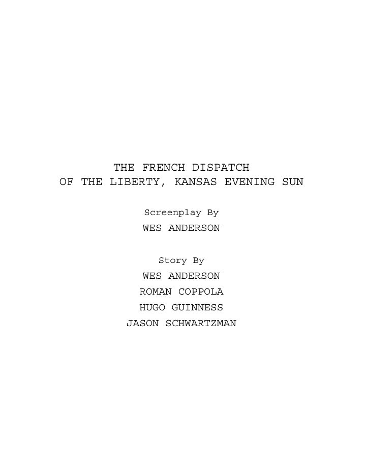 The French Dispatch screenplay first page