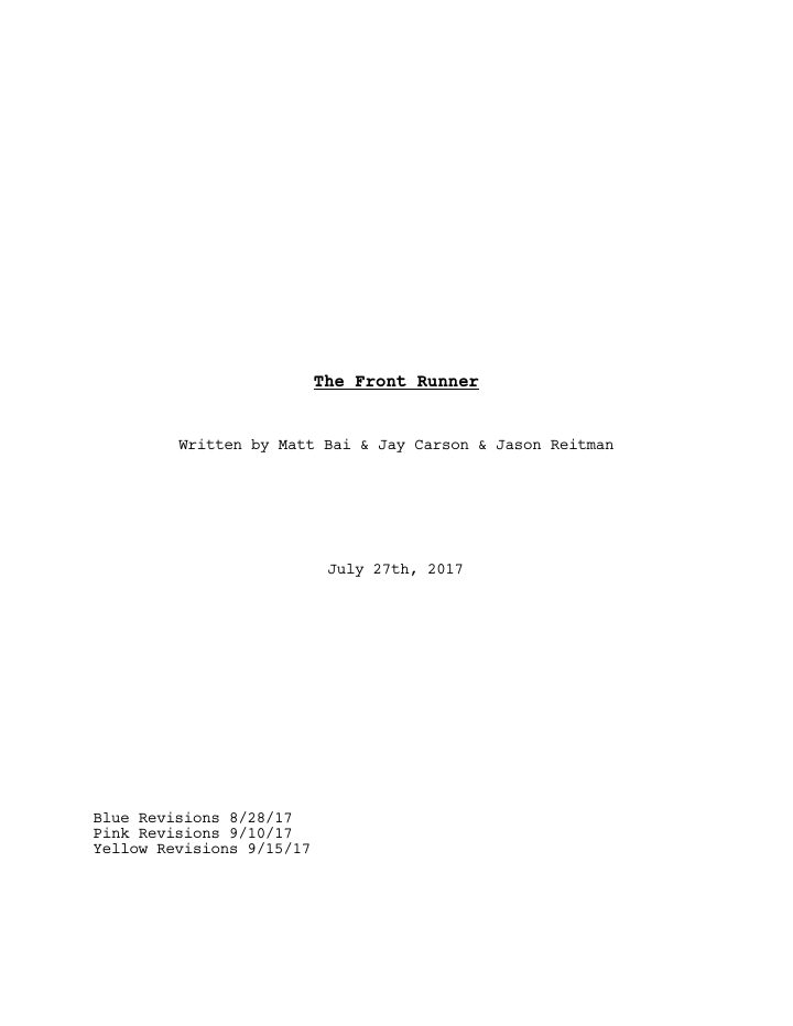 The Front Runner screenplay first page