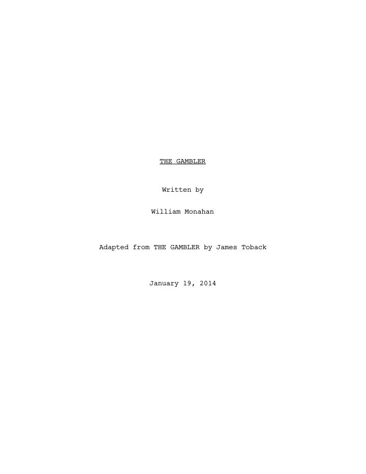 The Gambler screenplay first page