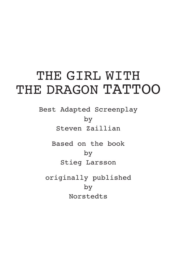 The Girl with the Dragon Tattoo screenplay first page