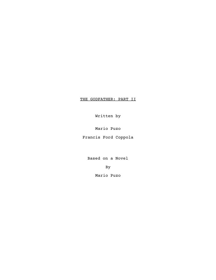 The Godfather Part II screenplay first page