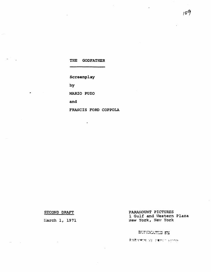 The Godfather (1972) screenplay PDF first page