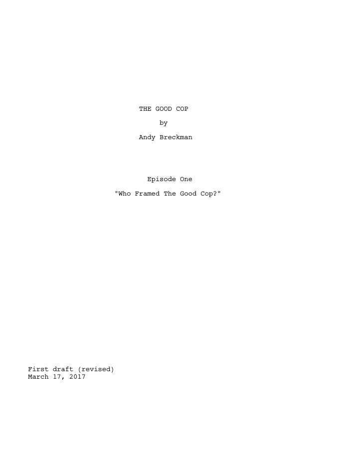 The Good Cop: 101: Who Framed the Good Cop? screenplay first page