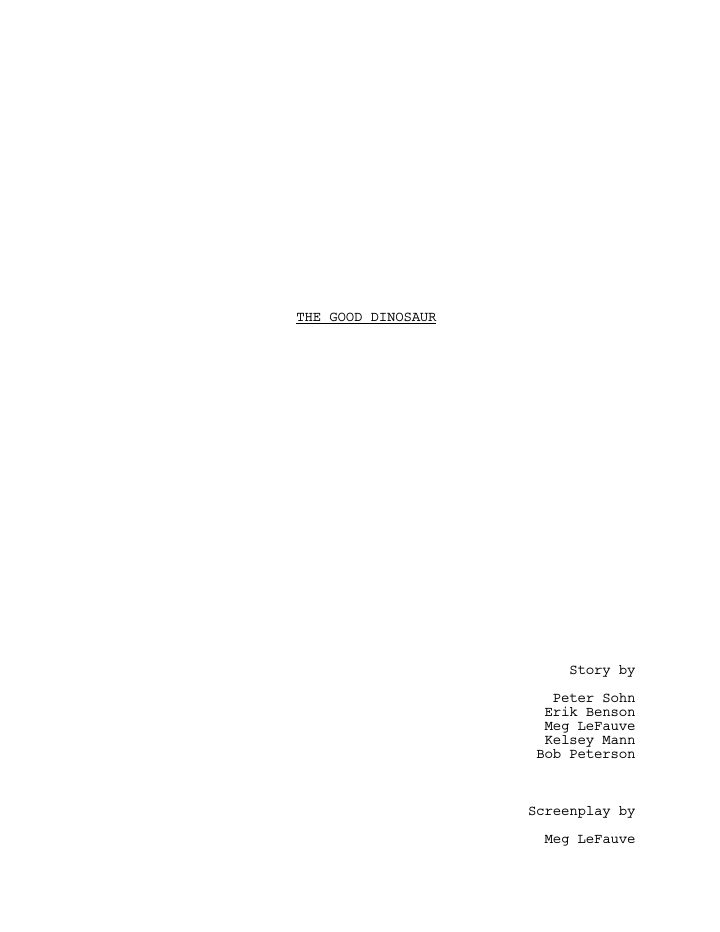 The Good Dinosaur screenplay first page