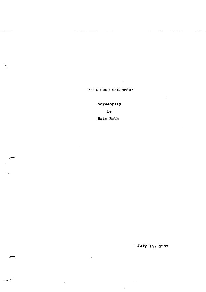 The Good Shepherd screenplay first page