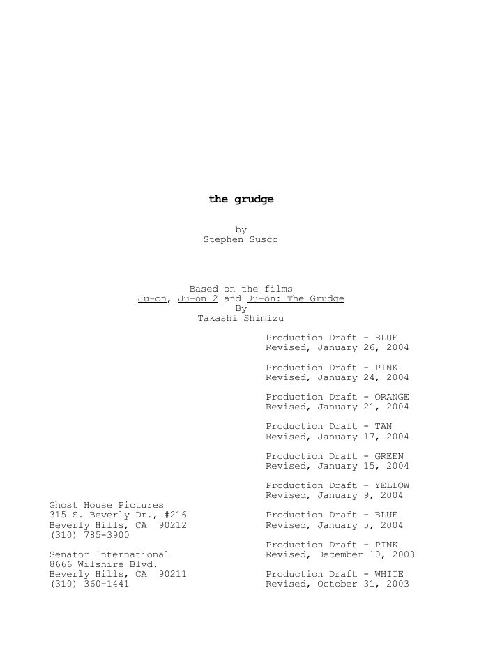 The Grudge screenplay first page