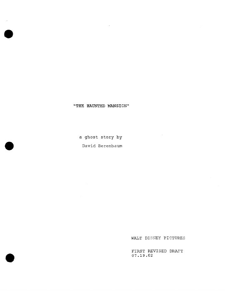 The Haunted Mansion screenplay first page