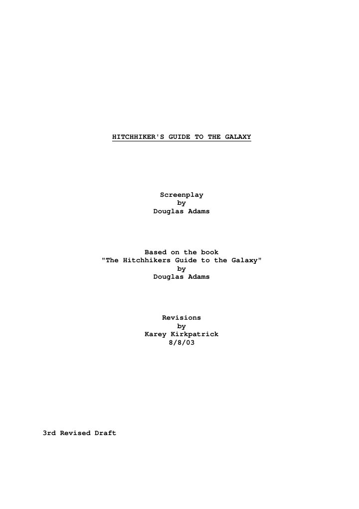 The Hitchhiker's Guide to the Galaxy screenplay first page
