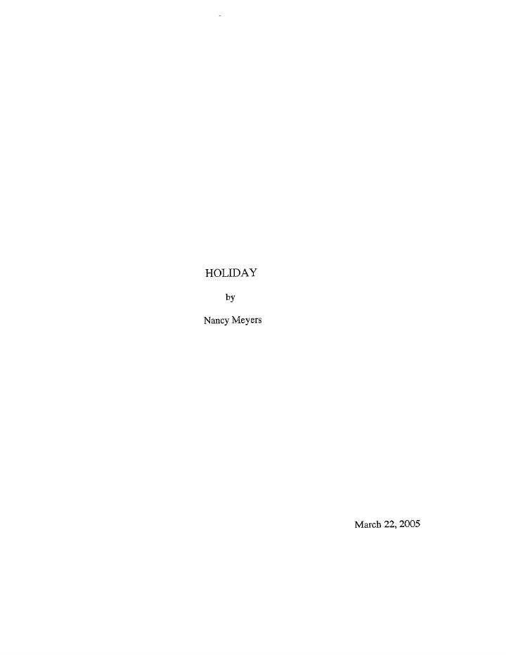 The Holiday screenplay first page