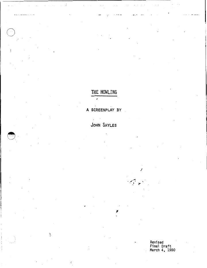 The Howling screenplay first page